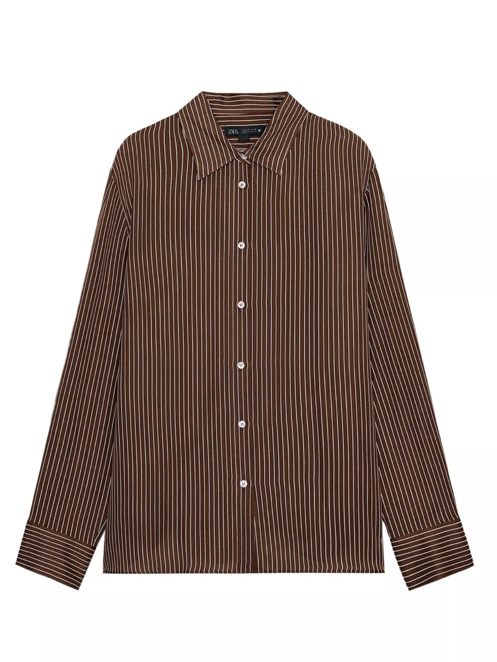 Zara Oversized Plaid Poplin Shirt in Dark Brown. Size XS.